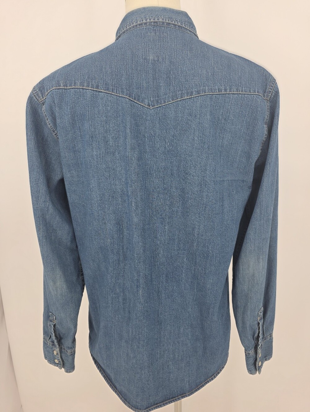 Levi's Standard Fit Pearl Snap Western Denim Shirt Mens L Blue Cotton - Picture 6 of 12